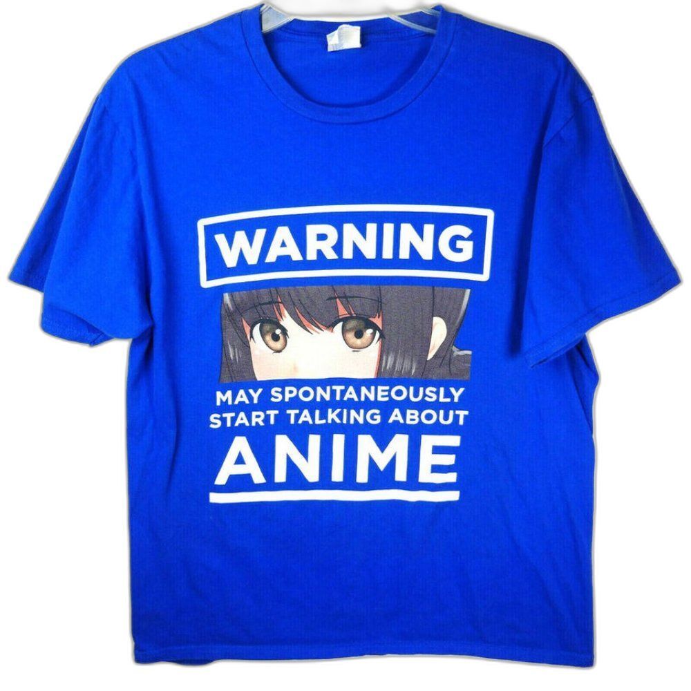 Anime T-Shirt Size M Blue Warning May Spontaneously Start Talking About …